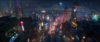 Pictured in concept art, the high-tech city of San Fransokyo is home to brilliant robotics prodigy Hiro Hamada and his team of first-time crime fighters. 131041 photo