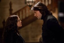 Danila Kozlovsky, right, stars as Dimitri Belikov, speaks with his mentor to Rose Hathaway (played by Zoey Deutch) in Vampire Academy Movie. 140941 photo