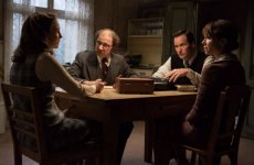 (L-r) VERA FARMIGA as Lorraine Warren, SIMON McBURNEY as Maurice Grosse, PATRICK WILSON as Ed Warren and FRANCES O’CONNOR as Peggy Hodgson, in New Line Cinema’s supernatural thriller “THE CONJURING 2,” a Warner Bros. Pictures release. Photo by Matt Kennedy 286556 photo