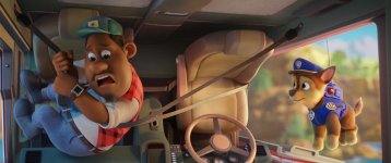 Gus (voiced by Tyler Perry) and Chase (voiced by Iain Armitage) in PAW PATROL: THE MOVIE from Paramount Pictures. Photo Credit: Courtesy of Spin Master. 589283 photo