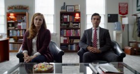  (from left) Cynthia Murphy (Amy Adams) and Larry Mora (Danny Pino) in Dear Evan Hansen, directed by Stephen Chbosky. 593077 photo