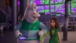 Jeff the Unicorn (voiced by Flula Borg) and Sam Greenfield (voiced by Eva Noblezada) in “Luck,” premiering August 5, 2022 on Apple TV+. 648342 photo