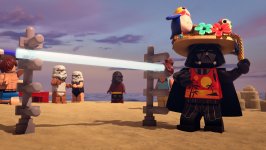 Darth Vader enjoying a Scarif beach party in LEGO® STAR WARS SUMMER VACATION exclusively on Disney+. ©2022 Lucasfilm Ltd. & TM. All Rights Reserved. 651337 photo