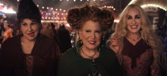 (L-R): Kathy Najimy as Mary Sanderson, Bette Midler as Winifred Sanderson, and Sarah Jessica Parker as Sarah Sanderson in Disney's live-action HOCUS POCUS 2, exclusively on Disney+. Photo courtesy of Disney Enterprises, Inc. © 2022 Disney Enterprises, Inc. All Rights Reserved. 651347 photo