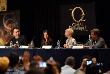  Director Sam Raimi, Mila Kunis, Michelle Williams, and producer Joe Roth speak at the panel. 97562 photo