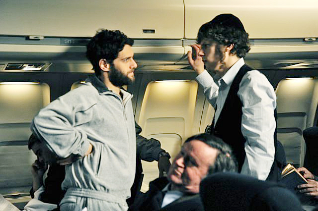  Justin Bartha stars as Yosef Zimmerman and Jesse Eisenberg stars as Sam Gold in &quot;Holy Rollers&quot;.