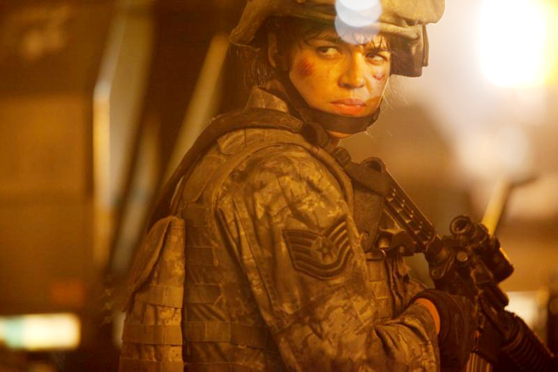  Michelle Rodriguez stars as Corporal Adriana Santos in Sony Pictures' &quot;Battle: Los Angeles&quot;.