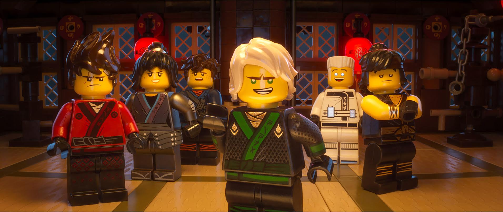  (L-R) Kai (voiced by MICHAEL PE&Ntilde;A), Nya (voiced by ABBI JACOBSON), Jay (voiced by KUMAIL NANJIANI), Lloyd (voiced by DAVE FRANCO), Zane (voiced by ZACH WOODS) and Cole (voiced by FRED ARMISEN) in the new animated adventure &ldquo;THE LEGO&reg; NINJAGO MOVIE,&rdquo; from Warner Bros. Pictures and Warner Animation Group, in association with LEGO System A/S, a Warner Bros. Pictures release. 