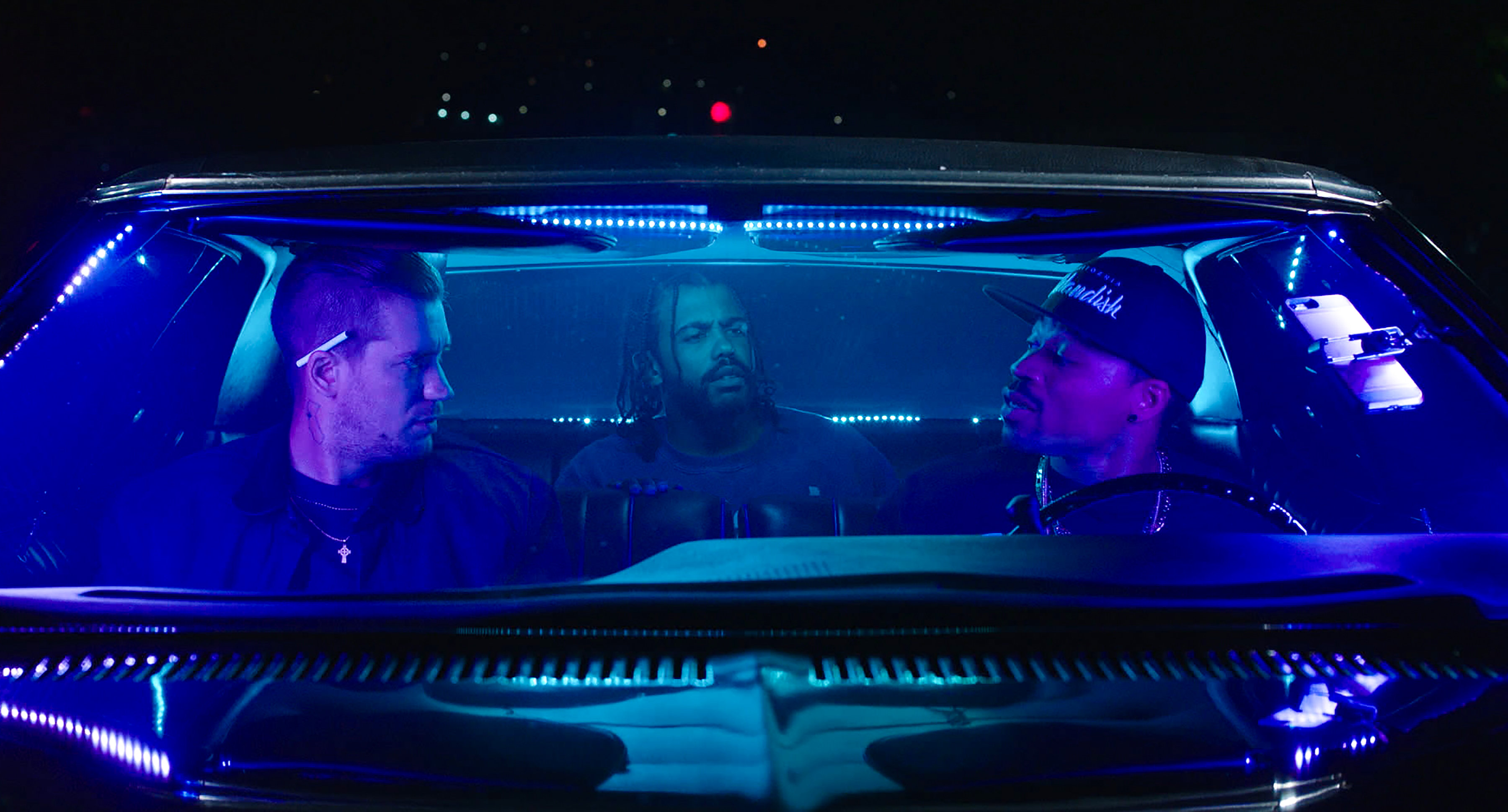  From L to R: Rafael Casal as &ldquo;Miles,&rdquo; Daveed Diggs as &ldquo;Collin&rdquo; and Jon Chaffin as &ldquo;Dez&rdquo; in BLINDSPOTTING. Photo by: Ariel Nava. 