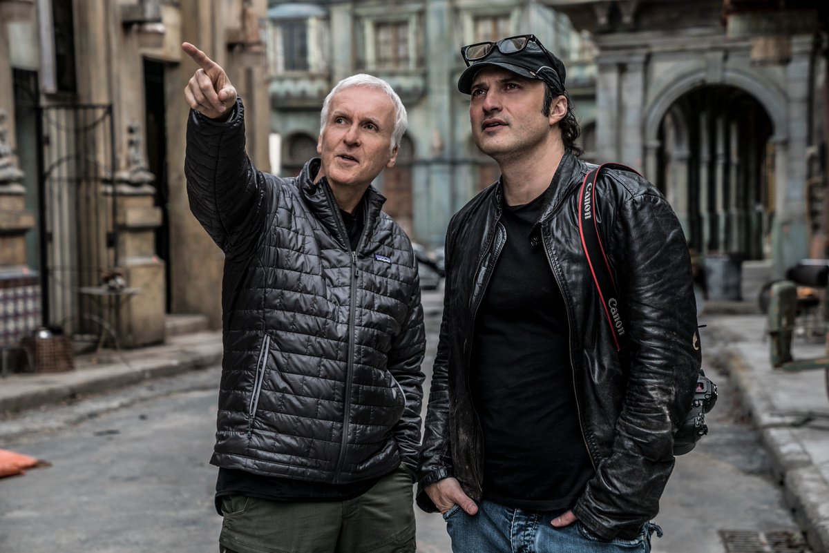  Producer James Cameron and Director Robert Rodriguez on the set of ALITA: BATTLE ANGEL. Photo Credit: Rico Torres 