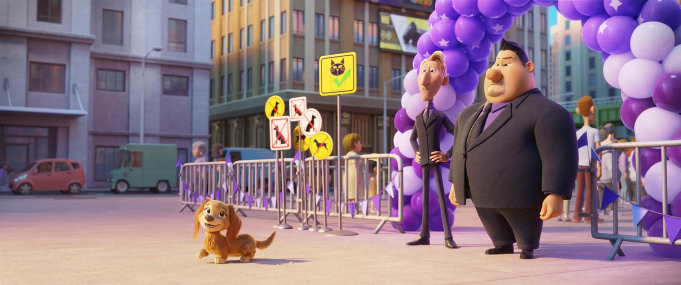  L-R: Liberty (voiced by Marsai Martin), Ruben (voiced by Dax Shepard), and Butch (voiced by Randall Park) in PAW PATROL: THE MOVIE from Paramount Pictures. Photo Credit: Courtesy of Spin Master. 