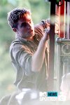 Robert Pattinson climbs aboard a train whilst filming his latest movie, "Water For Elephants," on June 9. Photo by PacificCoastNews.com